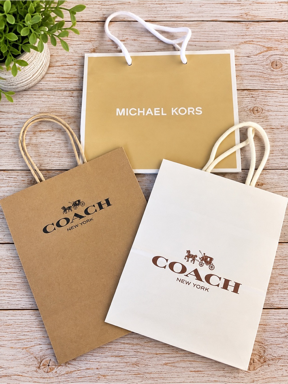 COACH & MICHAEL KORS Designer Shopping Gift Bag Lot 3-Piece